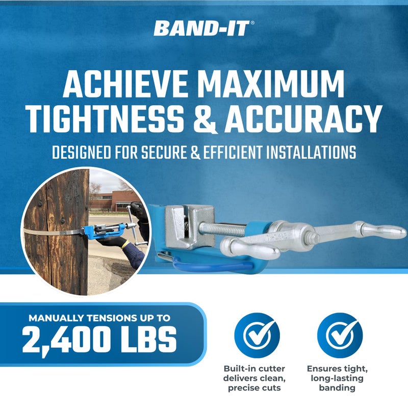 BAND-IT أداة الربط القياسية BAND-IT C00169 - عرض 1/4" إلى 3/4" (سمك 0.015" - 0.030") من سبائك، مجلفن وفولاذ مقاوم للصدأ مع مشد للربط ومقص مدمج للتطبيقات الصناعية - Image 3